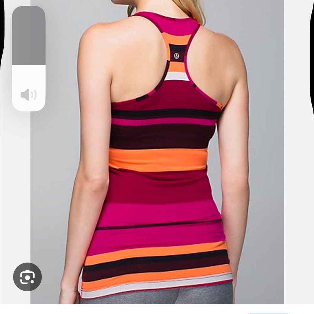 lululemon athletica Women's Striped Racerback Tank Top - Pink and Orange